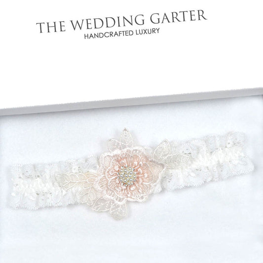 pink and ivory wedding garter
