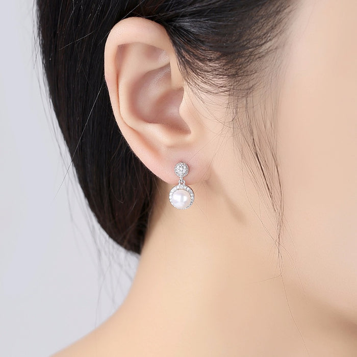 Natural Pearl Earrings & Necklace Sterling Jewellery Set - The Wedding Garter