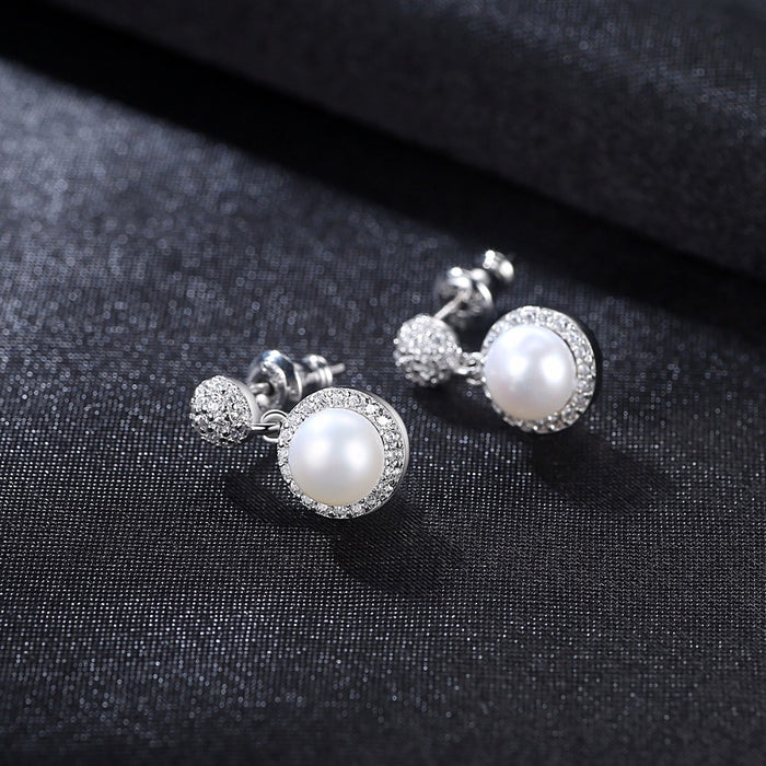 Natural Pearl Earrings & Necklace Sterling Jewellery Set - The Wedding Garter