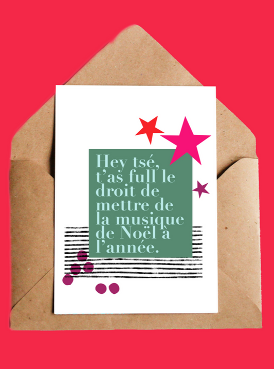 OUI MANON Carte - Musique de Noel, fait localement à Montréal.