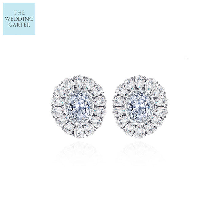 oval crystal zirconia earrings