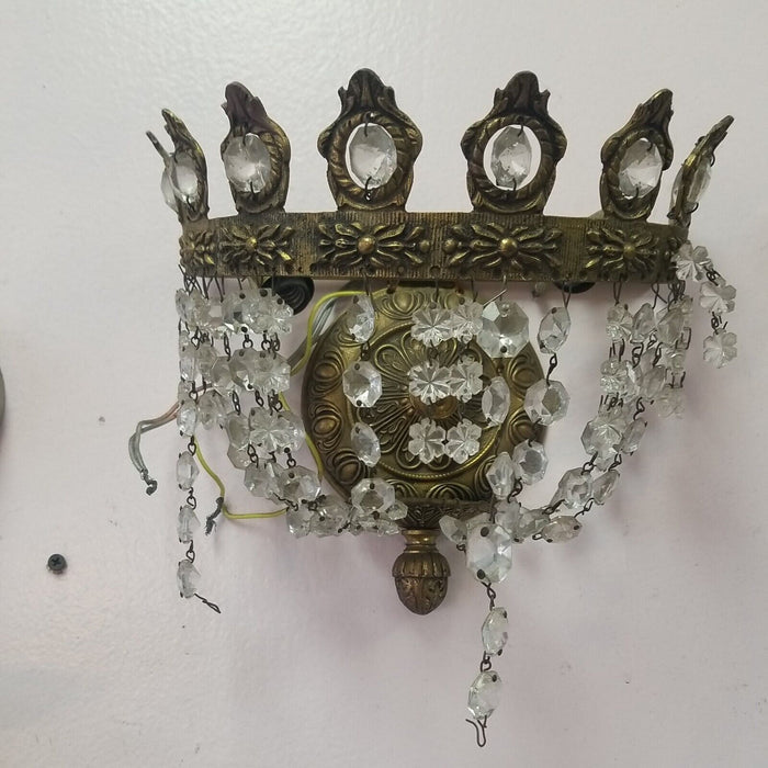 Pair Of Bronze And Crystal European  Sconces #9658