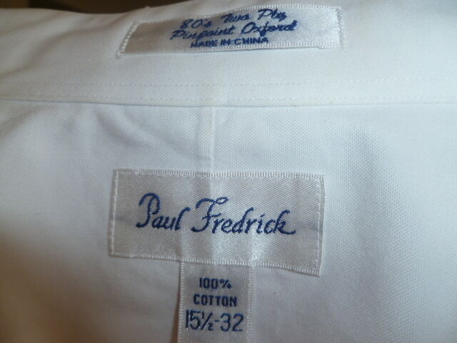 Paul Fredrick 80's Two Ply Pinpoint Oxford White Monogrammed PN French Cuffs