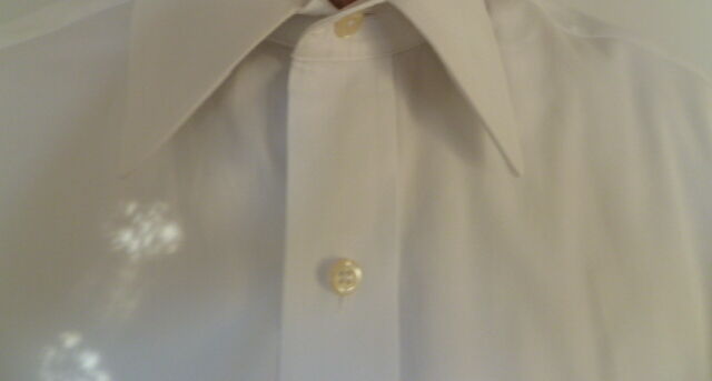Paul Fredrick 80's Two Ply Pinpoint Oxford White Monogrammed PN - Diamonds Sapphires Rubies Emeralds