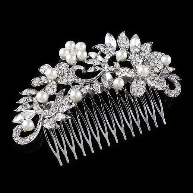 Pearl & Crystal Statement Event Wedding Hair Piece - The Wedding Garter