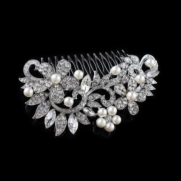 Pearl & Crystal Statement Event Wedding Hair Piece - The Wedding Garter