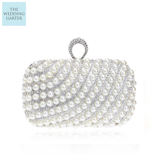 silver pearl evening bag