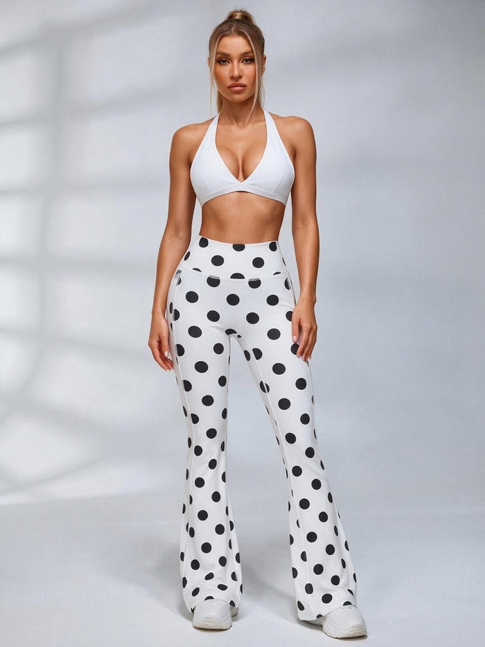 Polka Dot Halter Flared Leggings Set