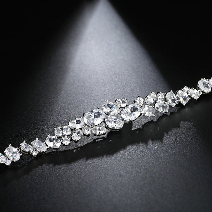 Pretty Oval Cubic Zirconia Diamond Wedding Bracelet - The Wedding Garter