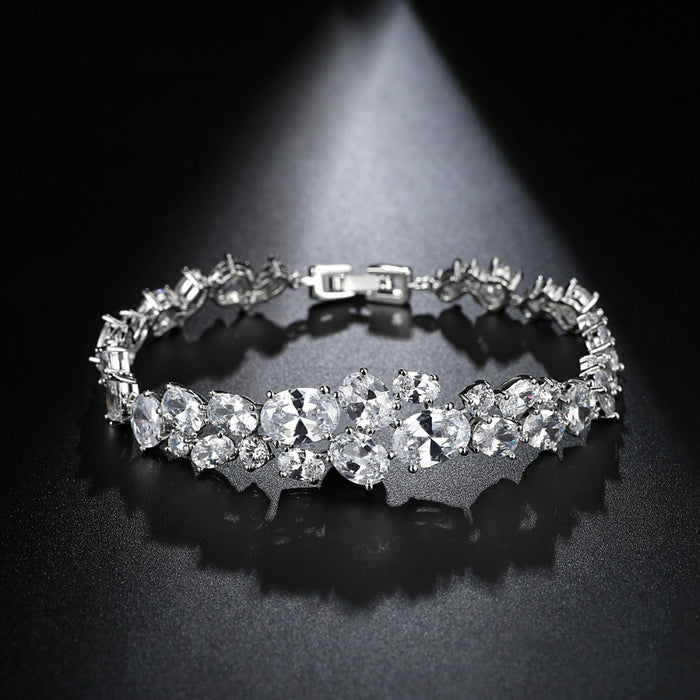 Pretty Oval Cubic Zirconia Diamond Wedding Bracelet - The Wedding Garter