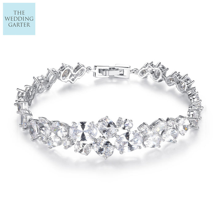 Pretty Oval Cubic Zirconia Diamond Wedding Bracelet - The Wedding Garter