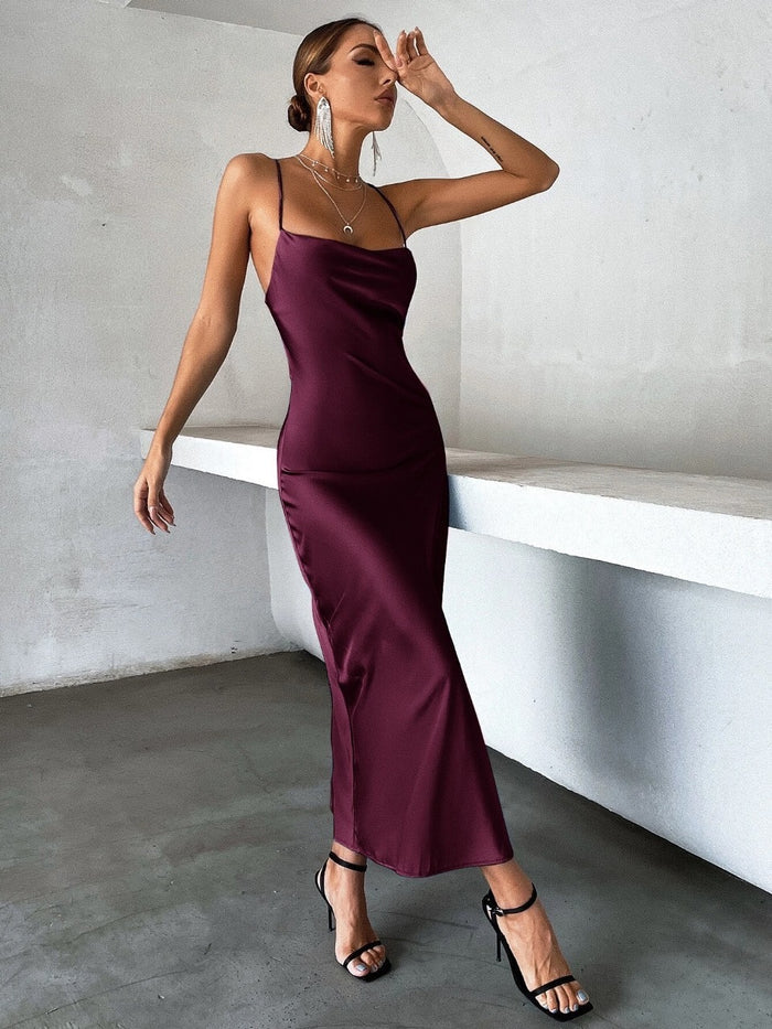 Privé Solid Tie Backless Cami Dress