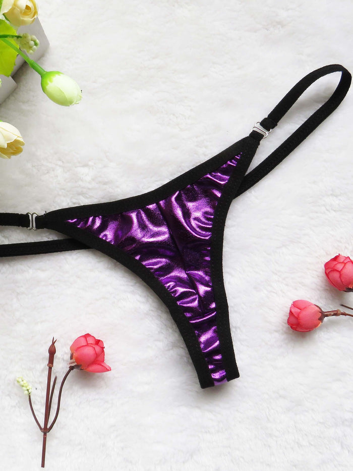 PU Glossy T-back Panties