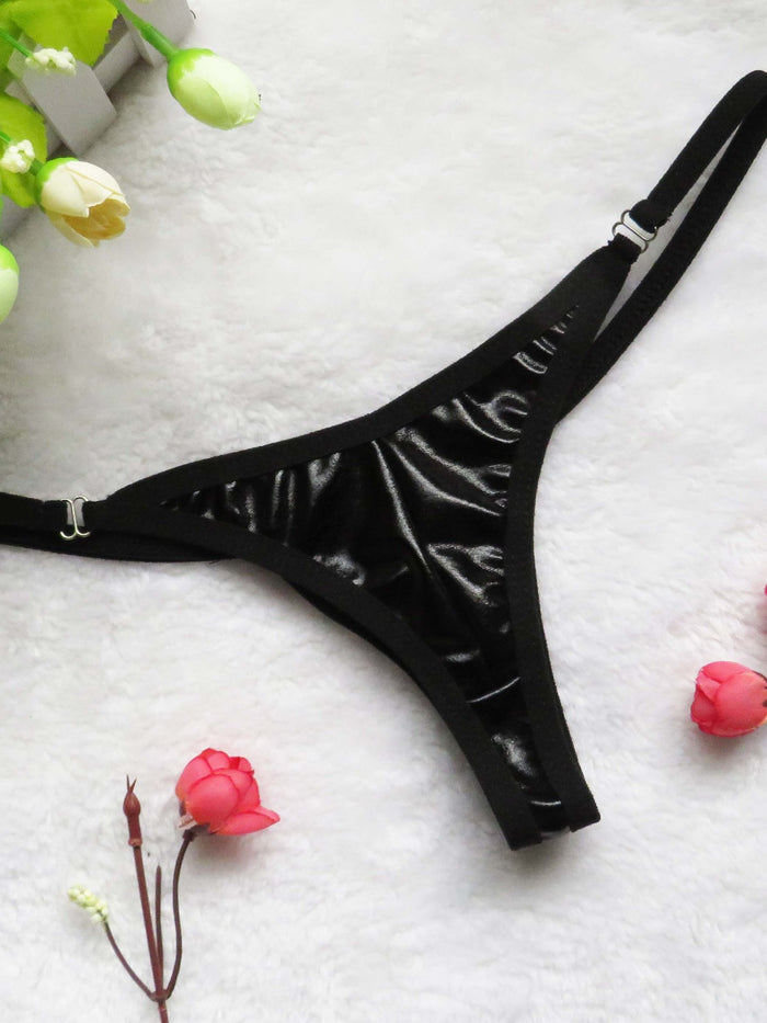 PU Glossy T-back Panties