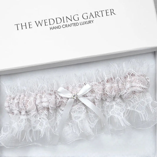 white chantilly lace wedding garter