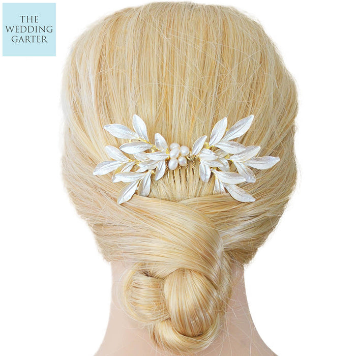 gold leaf bridal headpiece