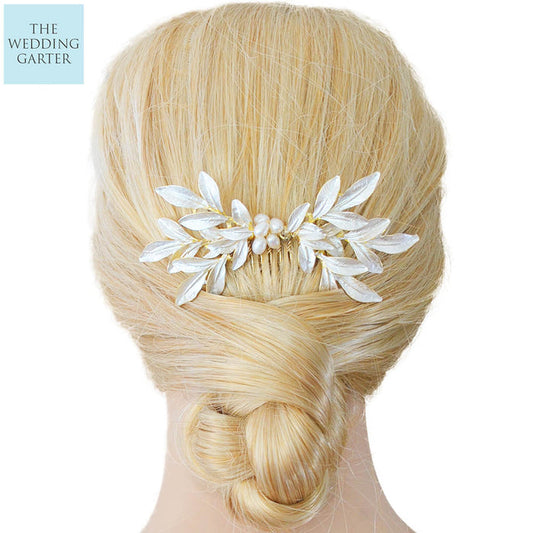 gold leaf bridal headpiece