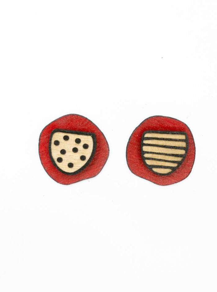 REBELLES DES BOIS Boucles d'Oreilles Mixta - Pois Rouge