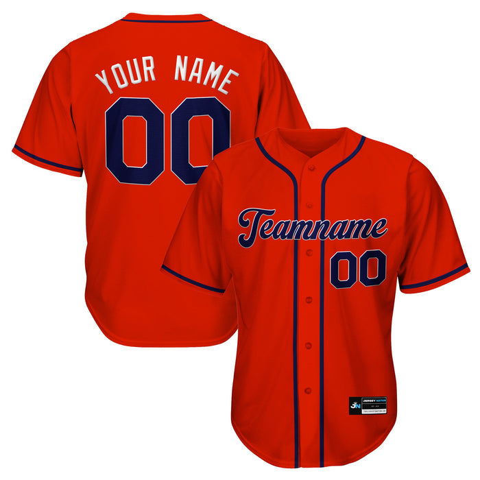 Red-Navy Blue Custom Baseball Jersey