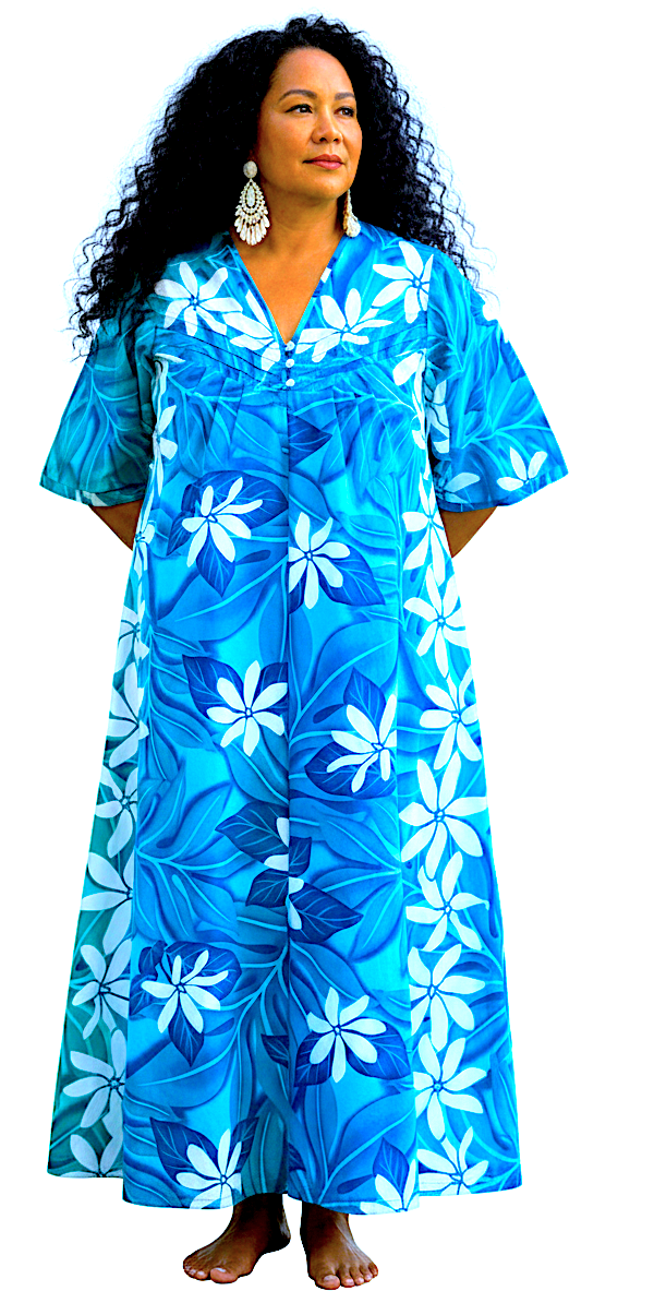 3/4 / Blue on Blue White Tiare