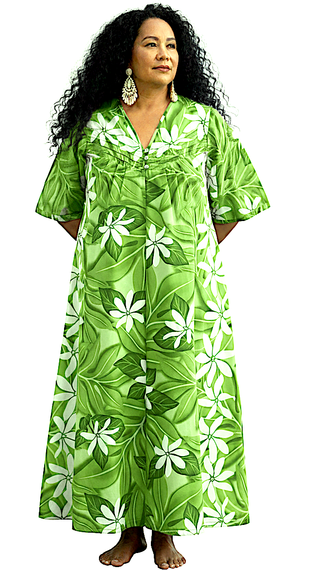 3/4 / Green on Green White Tiare