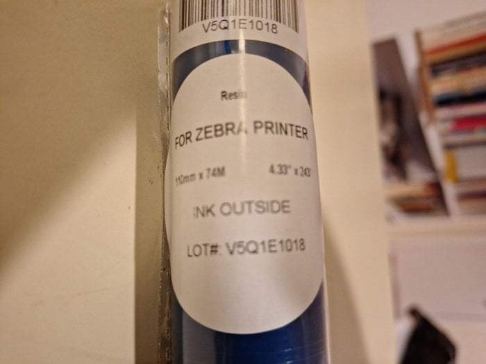Resin for Zebra Printer 110mm x 74M 4.33" X 243' Ink Outside Lot# V5Q1E1018