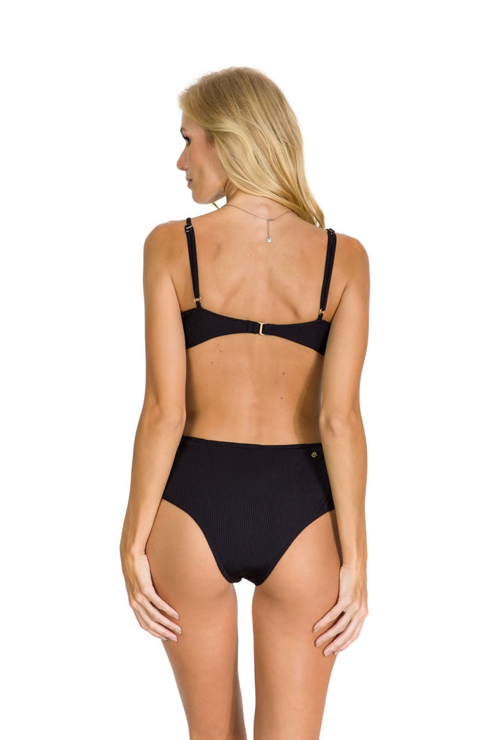 Rib Black Underwire Balconette Top