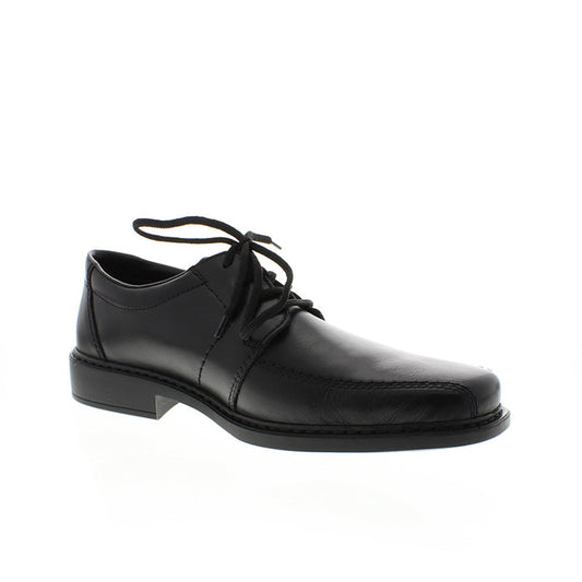 Men's black leather lace-up formal shoes with low profile sole