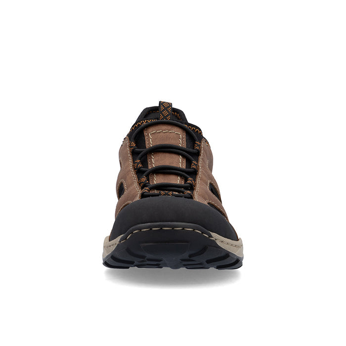 Men's brown lace-up sandals with padded collar and cushioned outsole