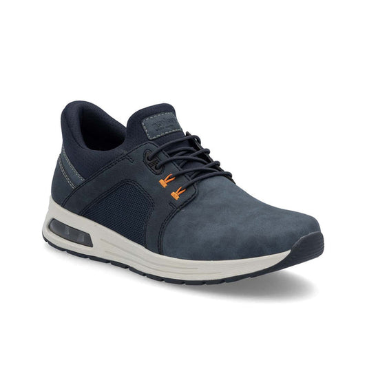 Rieker men’s blue casual sneakers with lace-up design and air-cushion sole