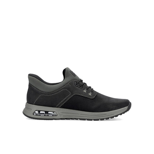 Men's black lace-up outdoor sneaker with cushioned air-cushion sole