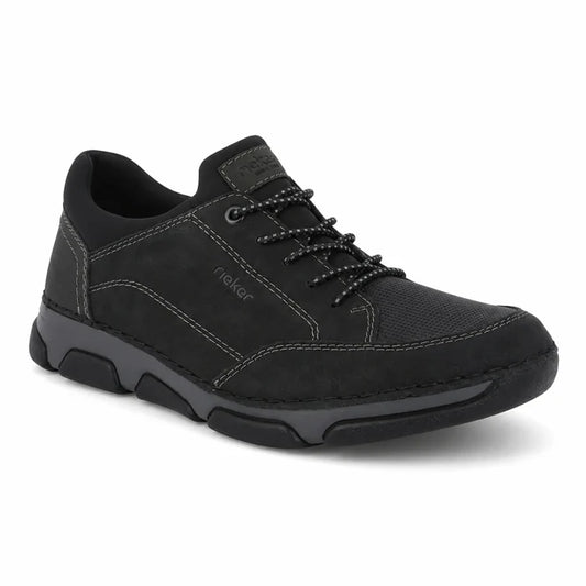 Rieker men's black slip on shoes with extra wide H fit and lightweight shock-absorbing sole, main product view