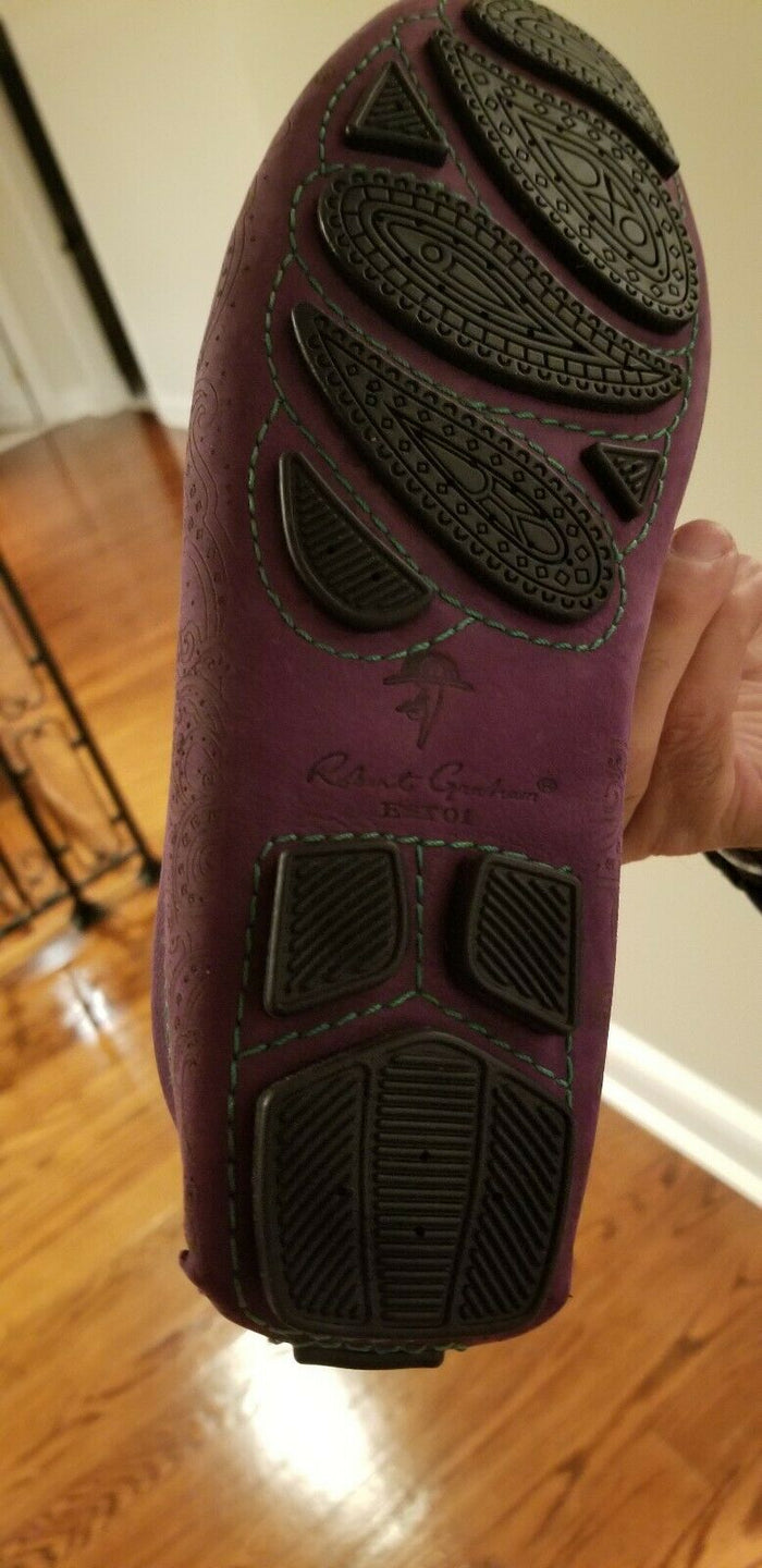 Robert Graham Purple Suede Men's Driving Shoes Size 9.5 D New with Box - Diamonds Sapphires Rubies Emeralds
