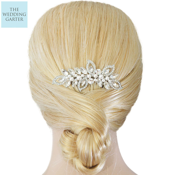 Romantic Crystal & Pearl Wedding Headpiece - The Wedding Garter