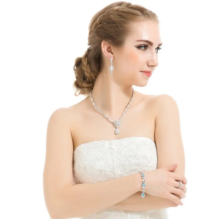 Romantic Cubic Zirconia Crystal Drop Earrings For Wedding - The Wedding Garter