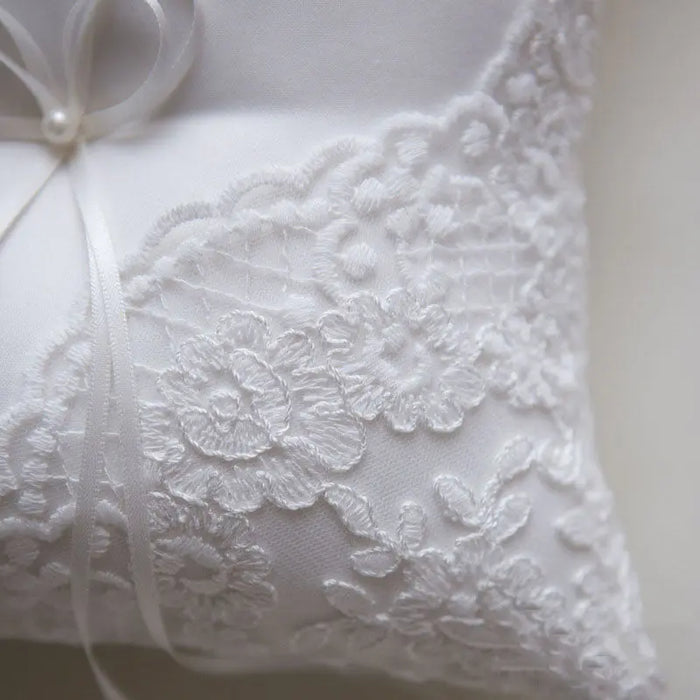 Romantic Ivory Satin & Lace Ring Bearer Cushion Wedding Accessories - The Wedding Garter