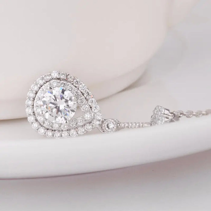 Romantic Pave Cubic Zirconia Pendant Bridal Jewellery Set - The Wedding Garter