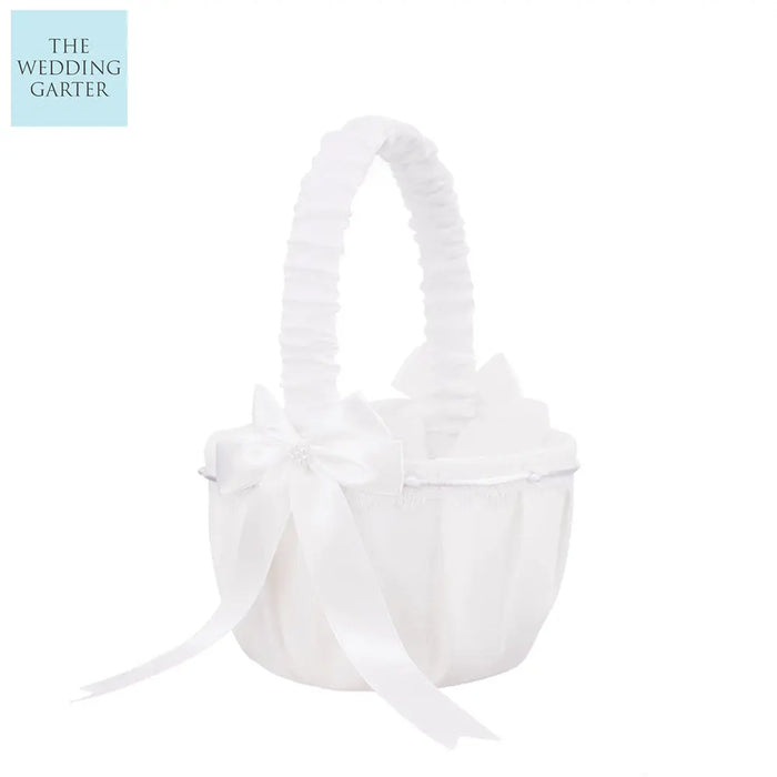 Romantic Satin Flower Girl Basket For Wedding Ceremony - The Wedding Garter