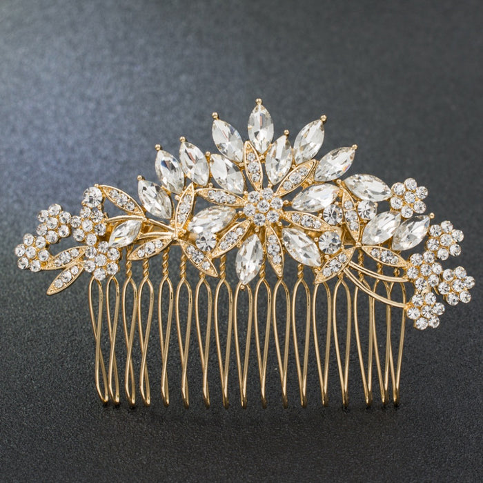 Romantic Silver Crystal Flowers Wedding Headpiece - The Wedding Garter