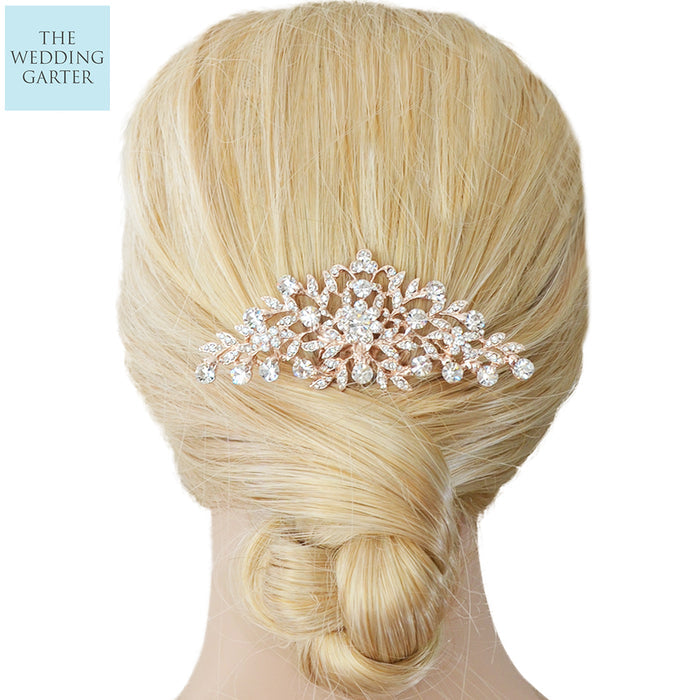 Rose Gold Floral Vintage Style Wedding Headpiece - The Wedding Garter