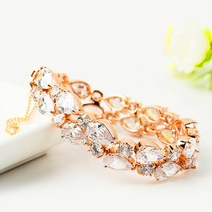 Rose Gold & Pear Cubic Zircoia Diamond Bracelet (2 Colours) - The Wedding Garter
