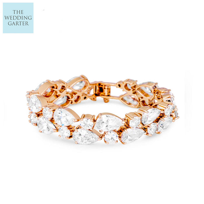 Rose Gold & Pear Cubic Zircoia Diamond Bracelet (2 Colours) - The Wedding Garter