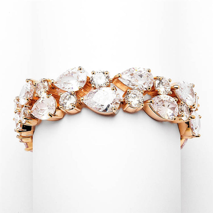 Rose Gold & Pear Cubic Zircoia Diamond Bracelet (2 Colours) - The Wedding Garter