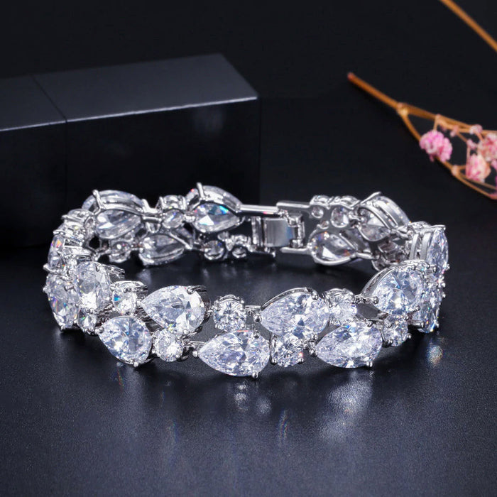 Rose Gold & Pear Cubic Zircoia Diamond Bracelet (2 Colours) - The Wedding Garter