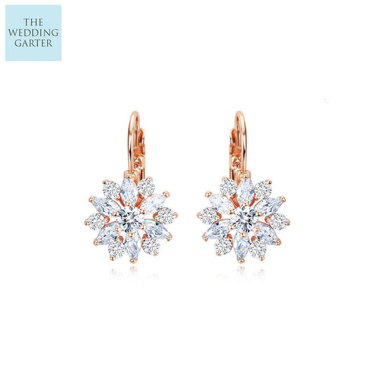 rose gold flower earrings