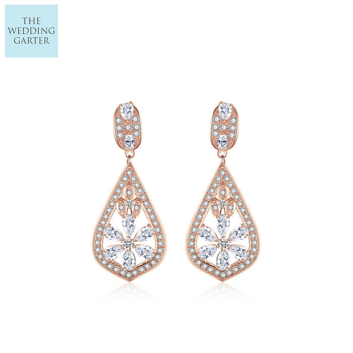 rose gold bridal earrings