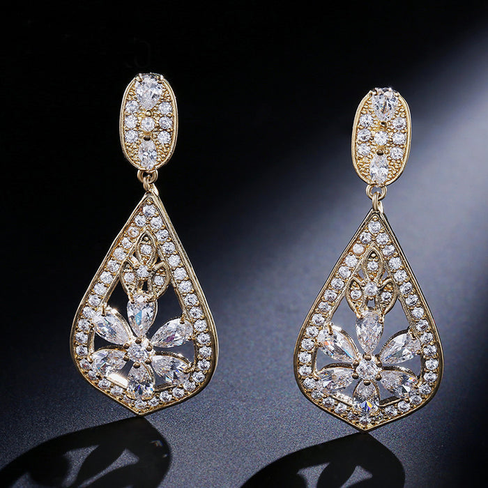 Rose Gold Vintage Pave Bridal Earrings - The Wedding Garter