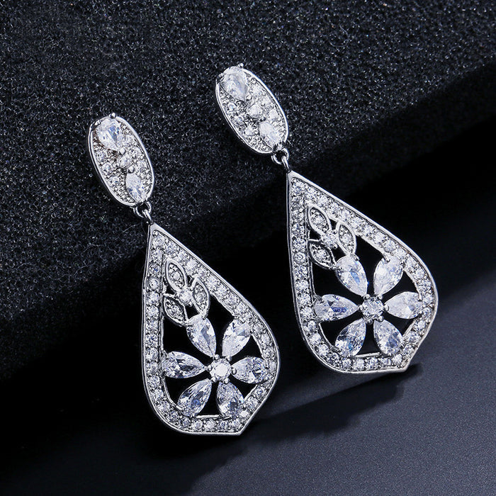 Rose Gold Vintage Pave Bridal Earrings - The Wedding Garter
