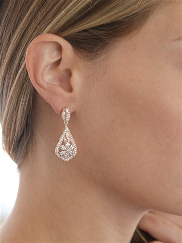 Rose Gold Vintage Pave Bridal Earrings - The Wedding Garter
