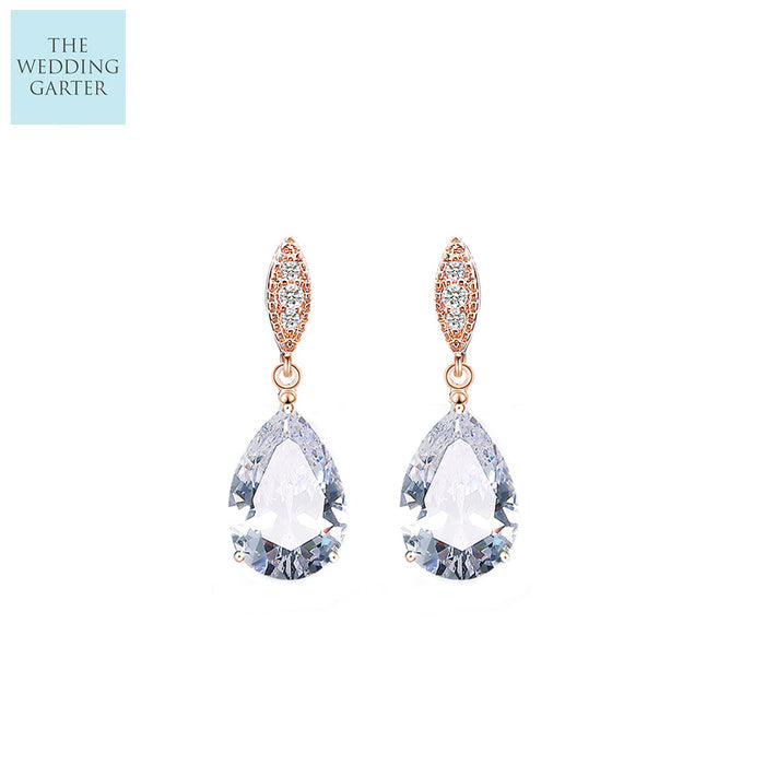 rose gold cubic zirconia earrings
